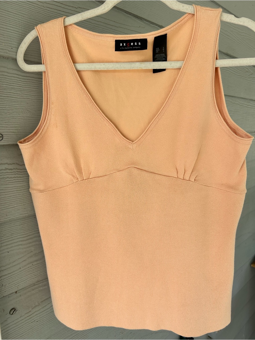 Axcess Peach V-Neck Knit Tank L Y2K Pullover Top